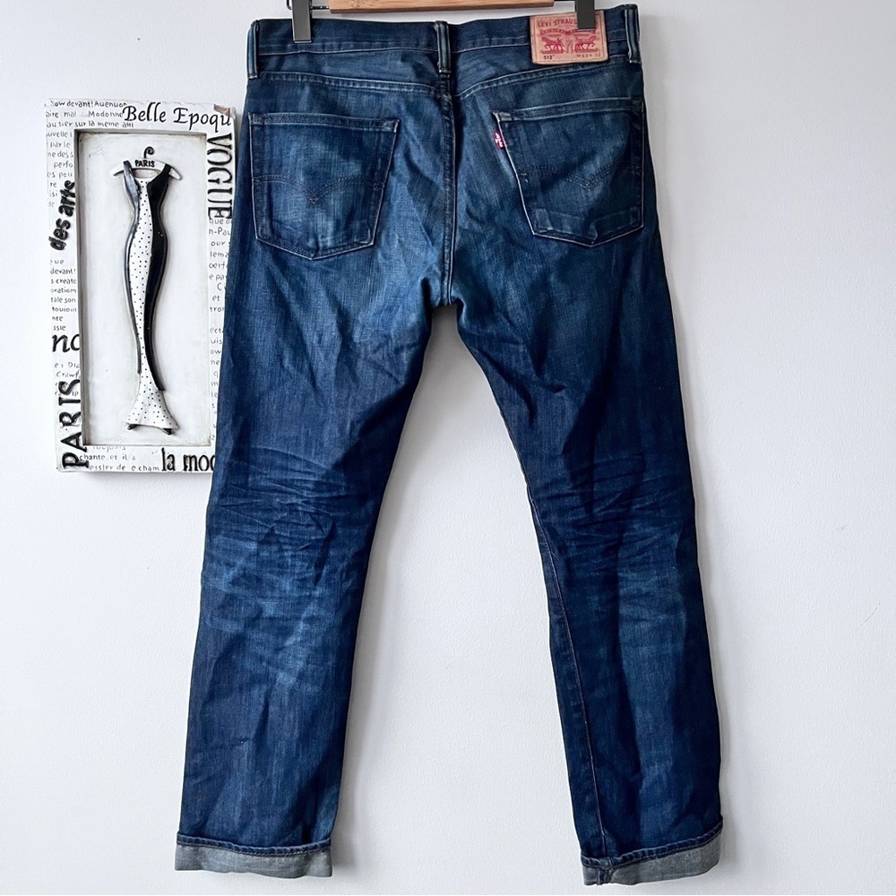 Men’s Levi’s 513 Western Cowboy Dark Wash Straight Leg Jeans Size 33 X 32 - Picture 2 of 11